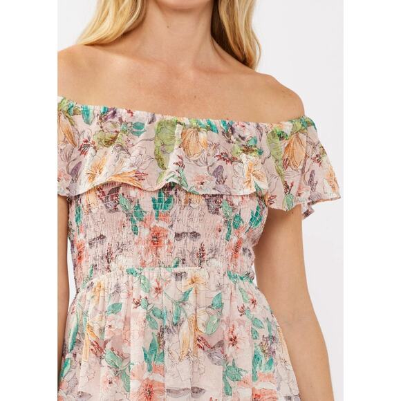 Lovestitch Floral Dust Off Shoulder Midi Dress - Medium - NWOT - Picture 3 of 4